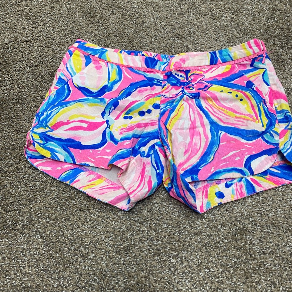 Lilly Pulitzer Pink and Blue Floral High Waist Shorts